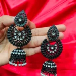 RAJKOTE WHITE STONE BLACK JHUMKI
